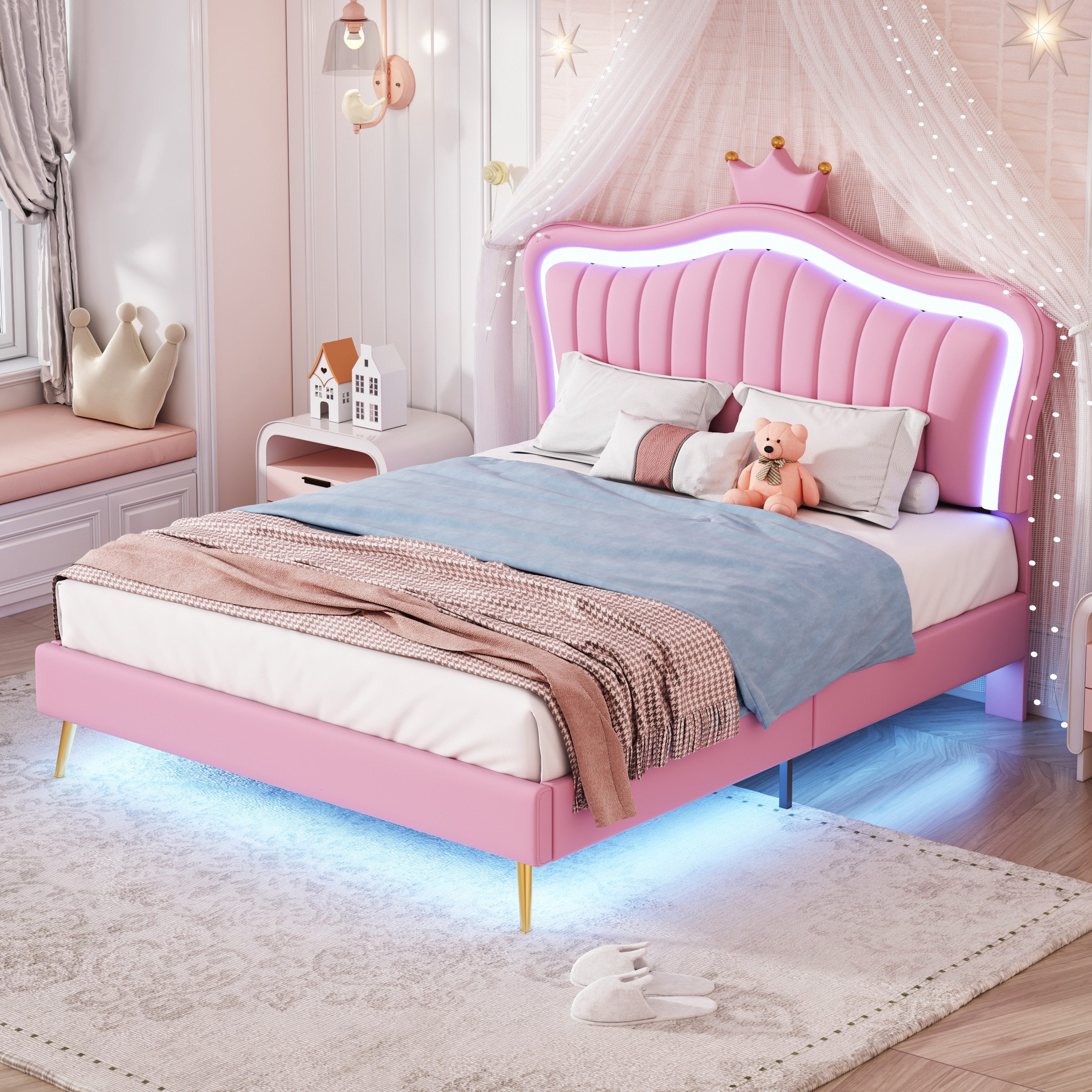 STILVORA Kinderbett 140x200 Polsterbet mit Matratze,Jugendbett günstig online kaufen