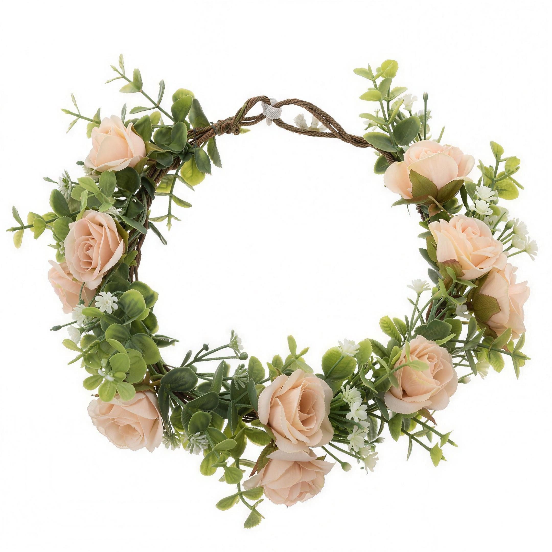 H-basics Stirnband Blumenkranz Boho Haarkranz Braut Hochzeit Festival Kunstblumen in natürlicher Optik