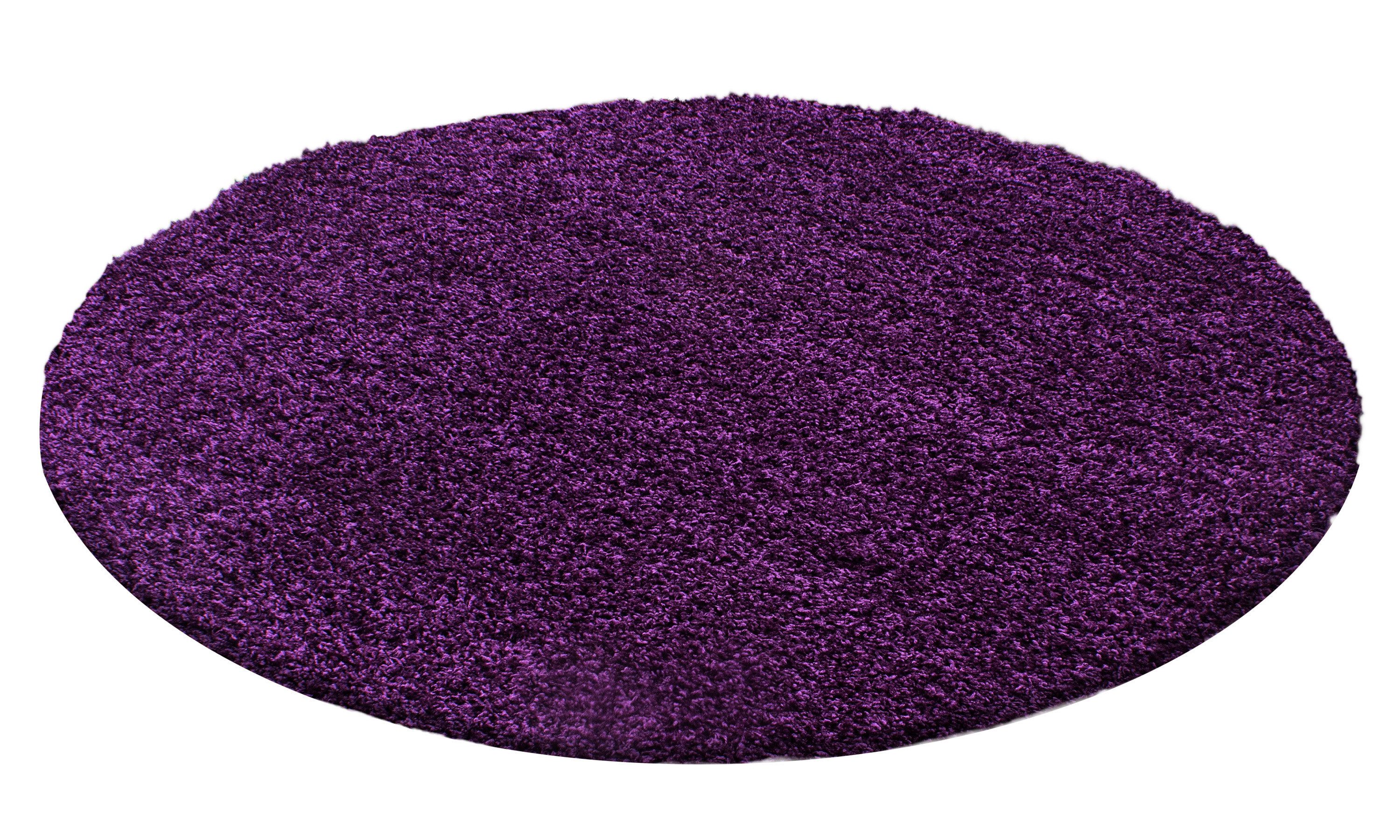 KADIMA DESIGN Teppich Shaggy Hochflorteppich Wohnzimmer Läufer Rund Waschbar RHEIN, Rund, Höhe: 32 mm, Handwäsche, Rücken aus Jute, Gekettelt, 48500 Points/m2, 80x80cm