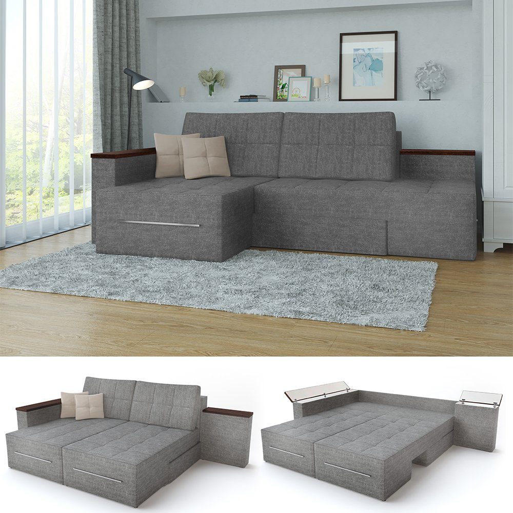VitaliSpa® Ecksofa, Grau/Grau, 160 x 240 günstig online kaufen