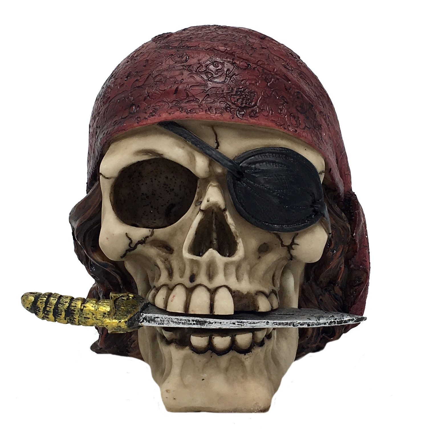 MystiCalls Dekofigur Totenkopf Pirat mit Messer - Figur, Deko, Halloween (1 St), Sammelfigur, Sammlerfigur, Designerfigur, Dekofigur, Dekorationsobjekt