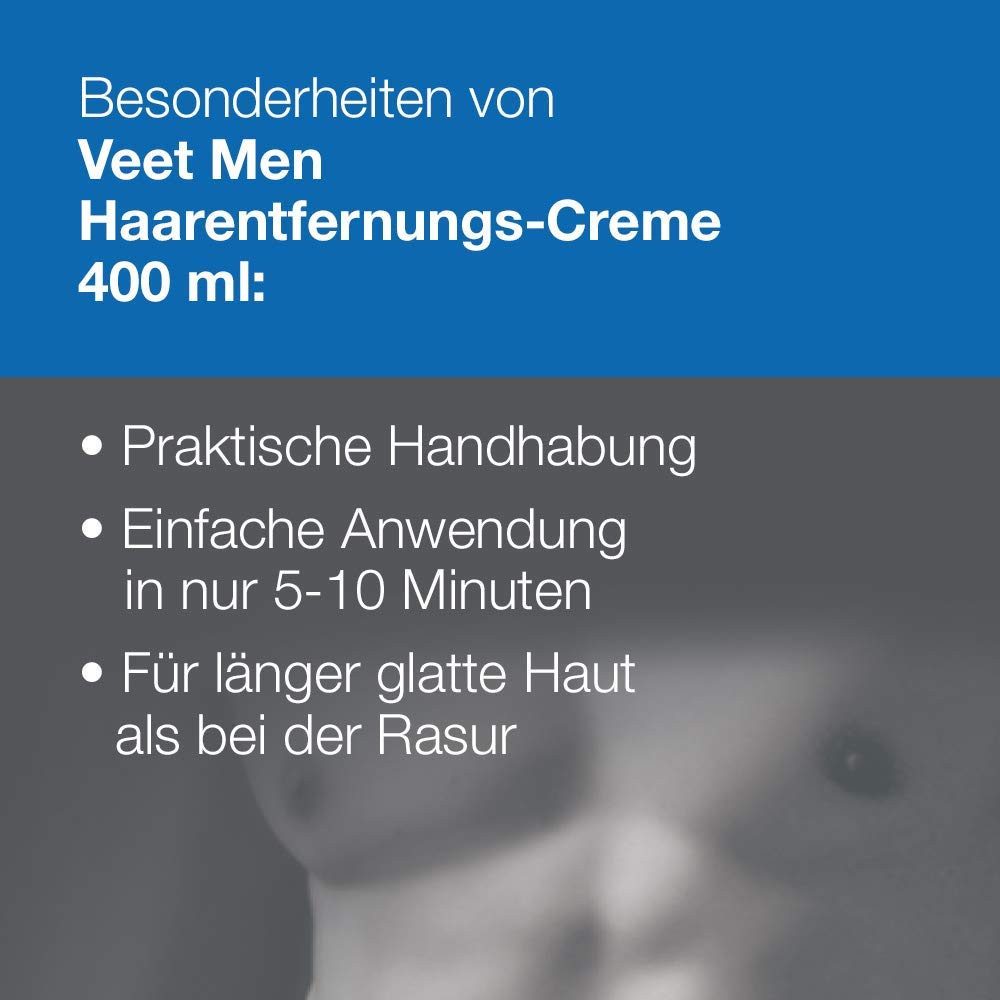 Veet MEN Enthaarungscreme Sensitive Power (3 x 400ml), Spar-Pack, 3 St., Schnelle & effektive Haarentfernung für Männer in nur 5-10 Minuten, im praktisachen Spender mit Spatel