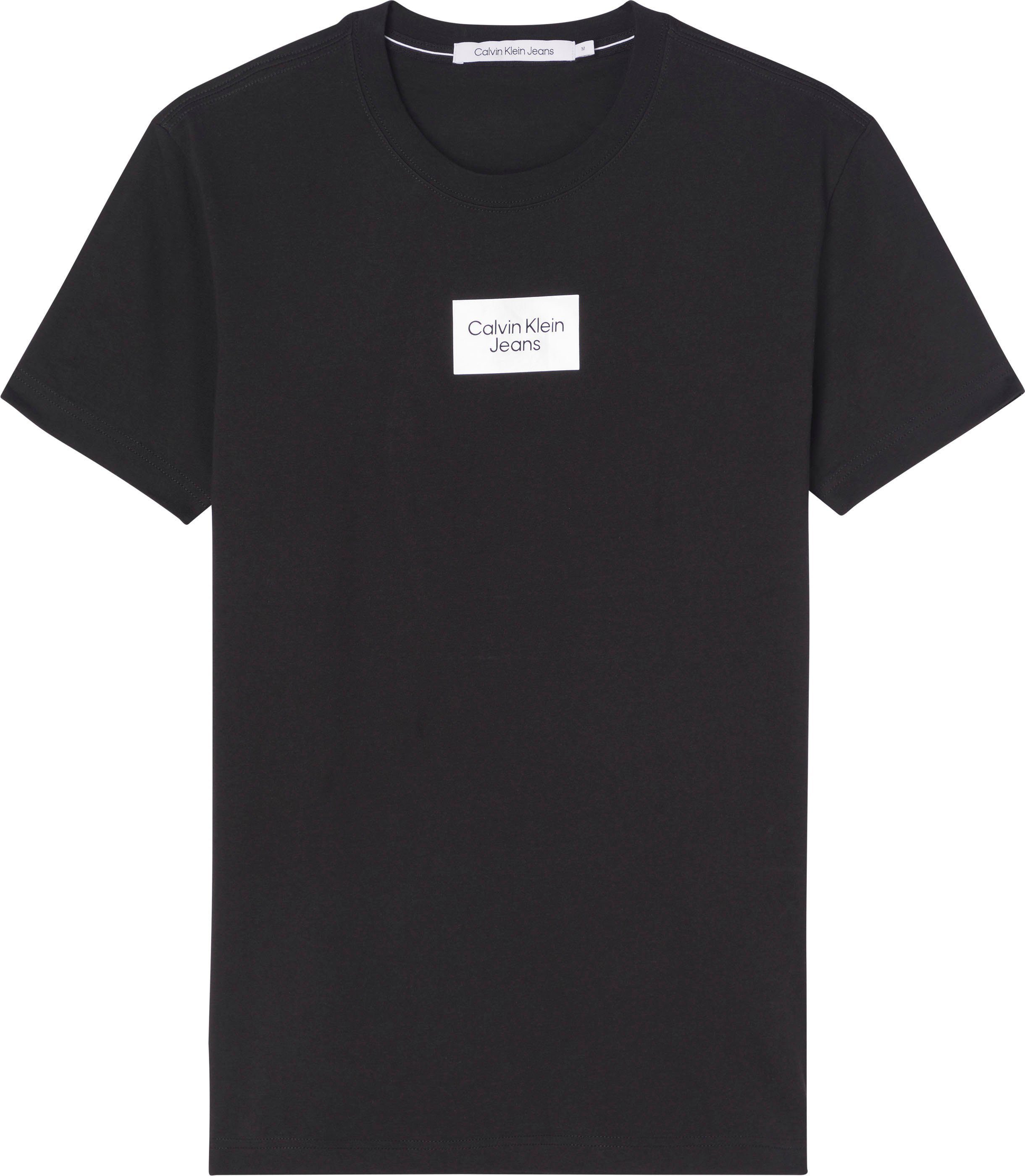 CENTER (1-tlg) BOX T-Shirt Markendruck SMALL schwarz TEE glänzendem Calvin Plus PLUS Jeans Klein vorn mit