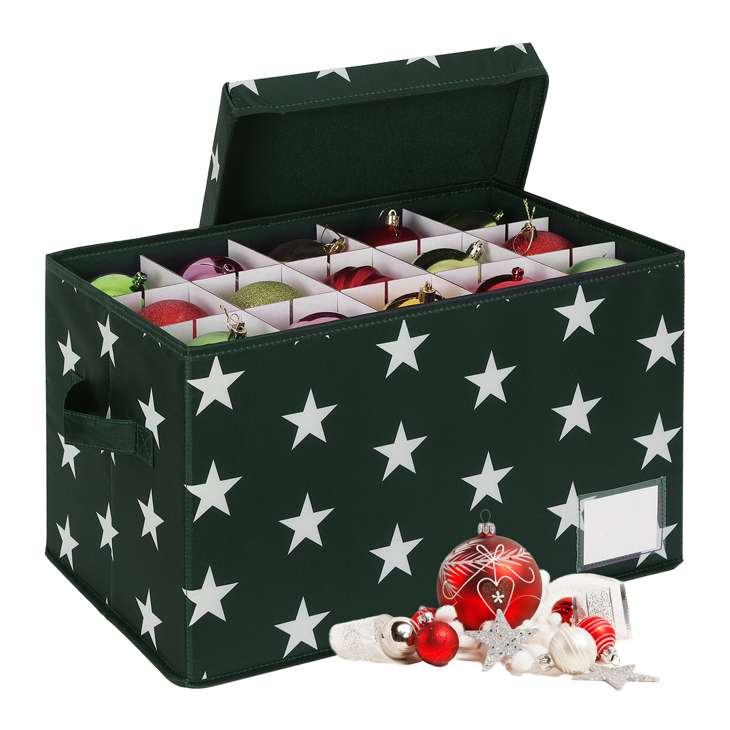 relaxdays Aufbewahrungsbox Weihnachtskugel Aufbewahrungsbox, grün günstig online kaufen