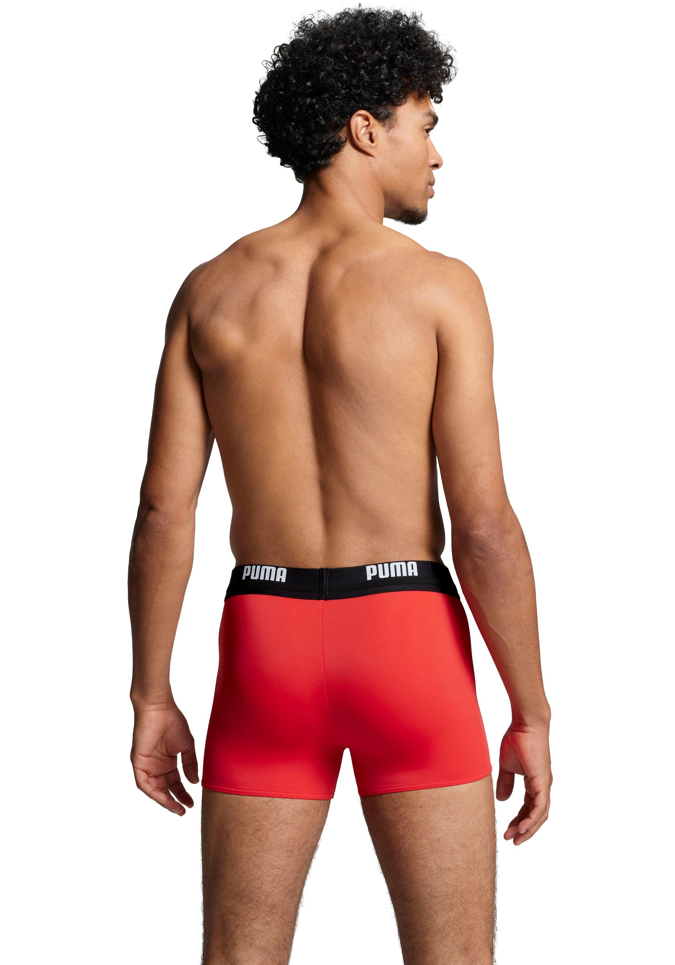 PUMA Badehose PUMA SWIM MEN LOGO TRUNKS elastischer Logobund mit integriertem Kordelzug