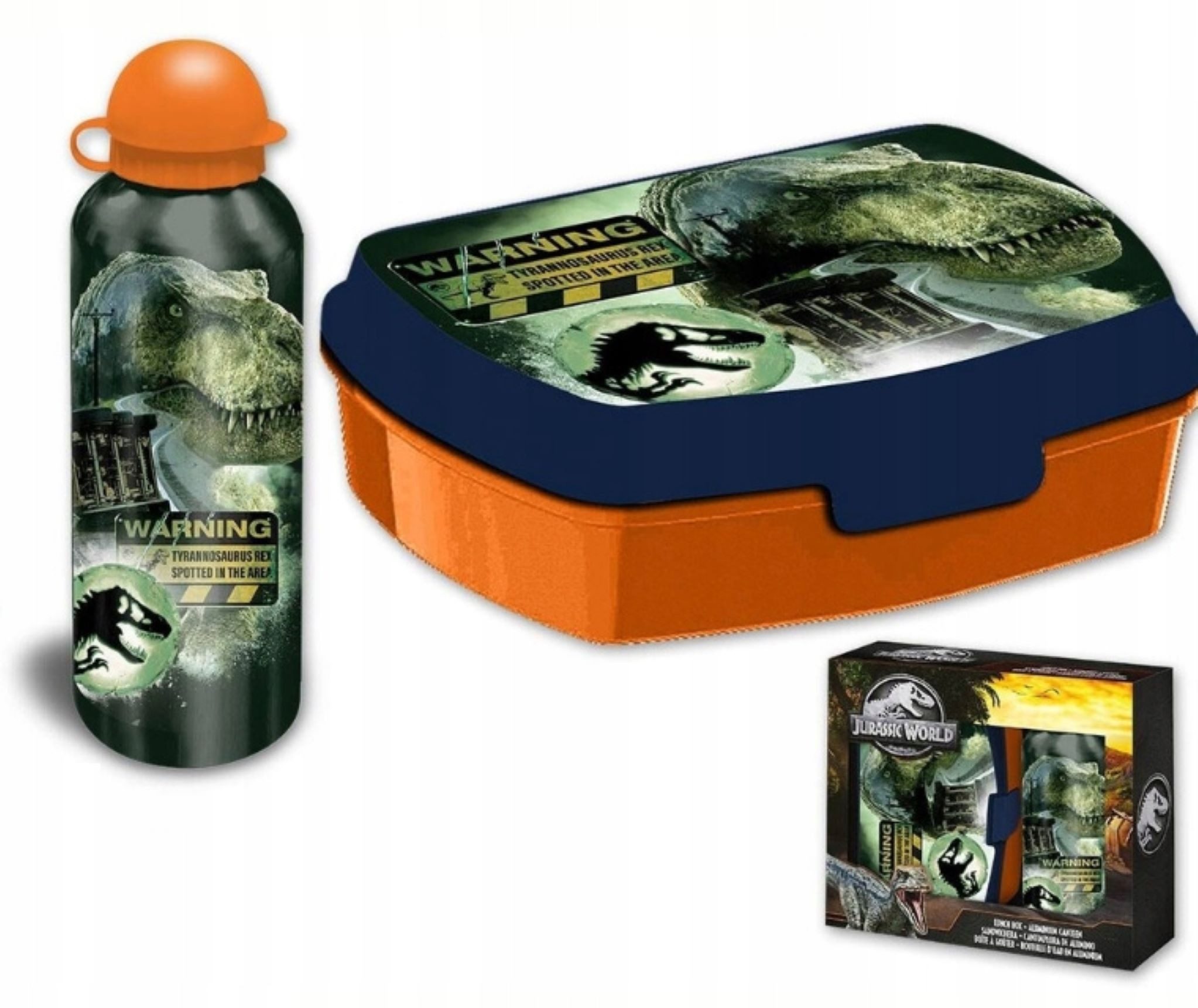 Festivalartikel Lunchbox Jurassic World Lunchbox + Aluminium Water Bottle Set für Kinder