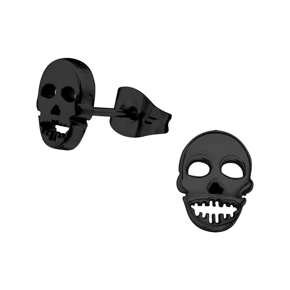 Ohrstecker-Set Ohrstecker Totenkopf Schwarz aus Edelstahl Unisex