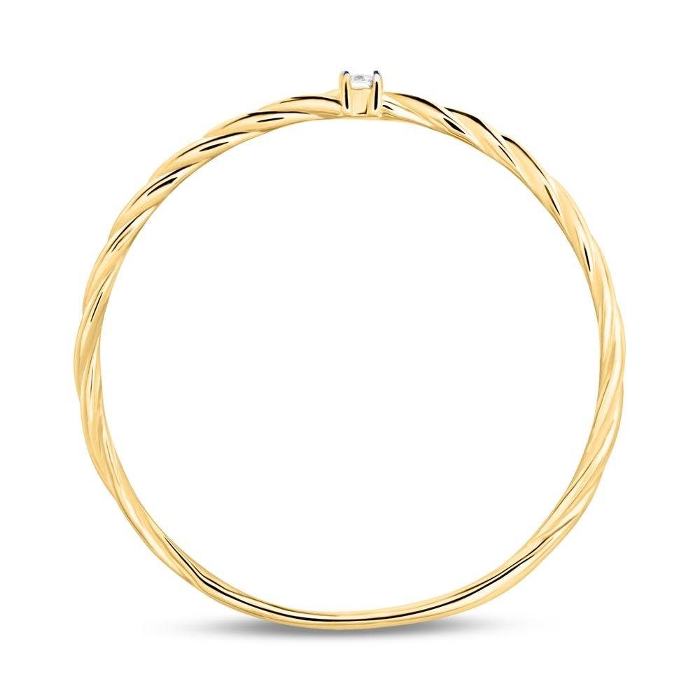 Unique Diamantring filigran mit gedrehtem Design und Diamant 0,01 ct. DR0505-G