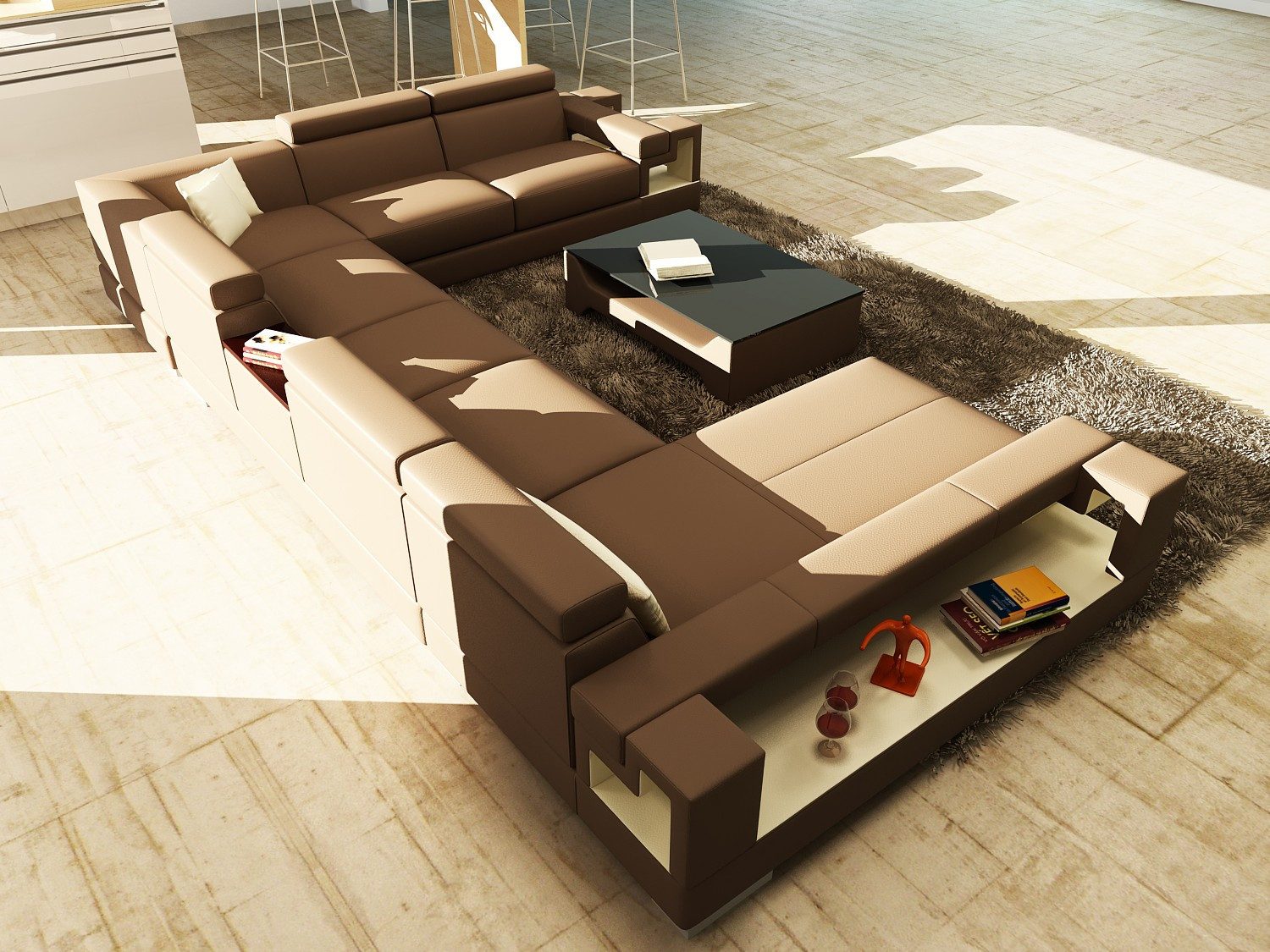 JVmoebel Wohnlandschaft Große Ledercouch Wohnlandschaft Polsterecke Sofa Garnitur, Set, Made in Europa