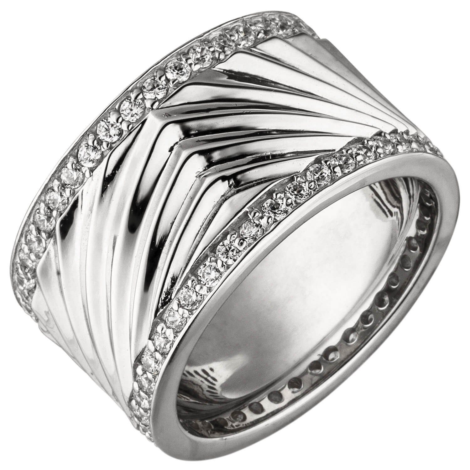Schmuck Krone Silberring Breiter Ring 11,8mm Damenring aus 925 Silber mit  Zirkonia rundum Fingerring, Silber 925