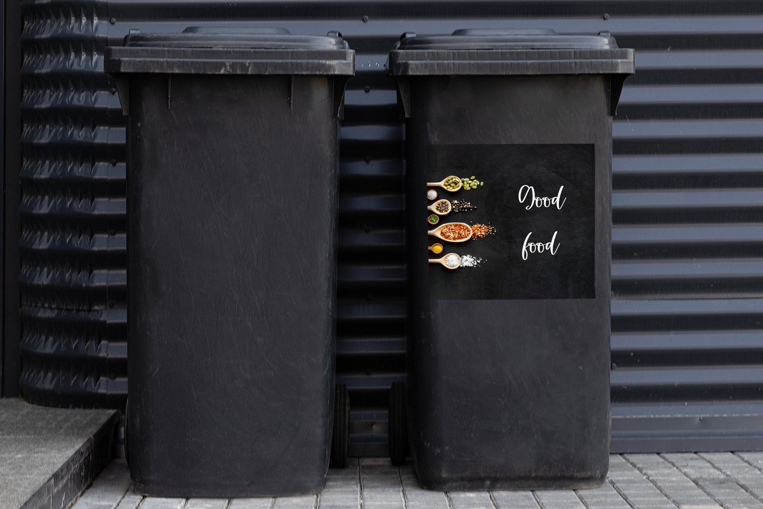 St), Zitate Sticker, Essen - - Mülltonne, (1 MuchoWow Wandsticker Essen - Reden Mülleimer-aufkleber, Gutes Abfalbehälter Container,