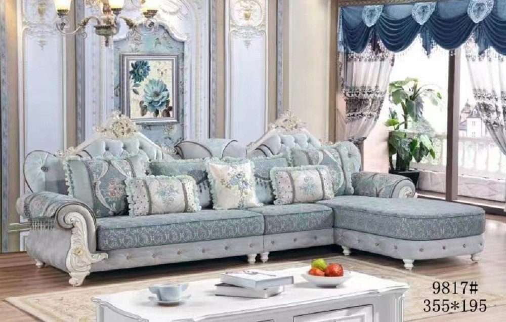Blau Wohnlandschaft Ecksofa Ecksofa Sofa L-Form Textil Luxus JVmoebel