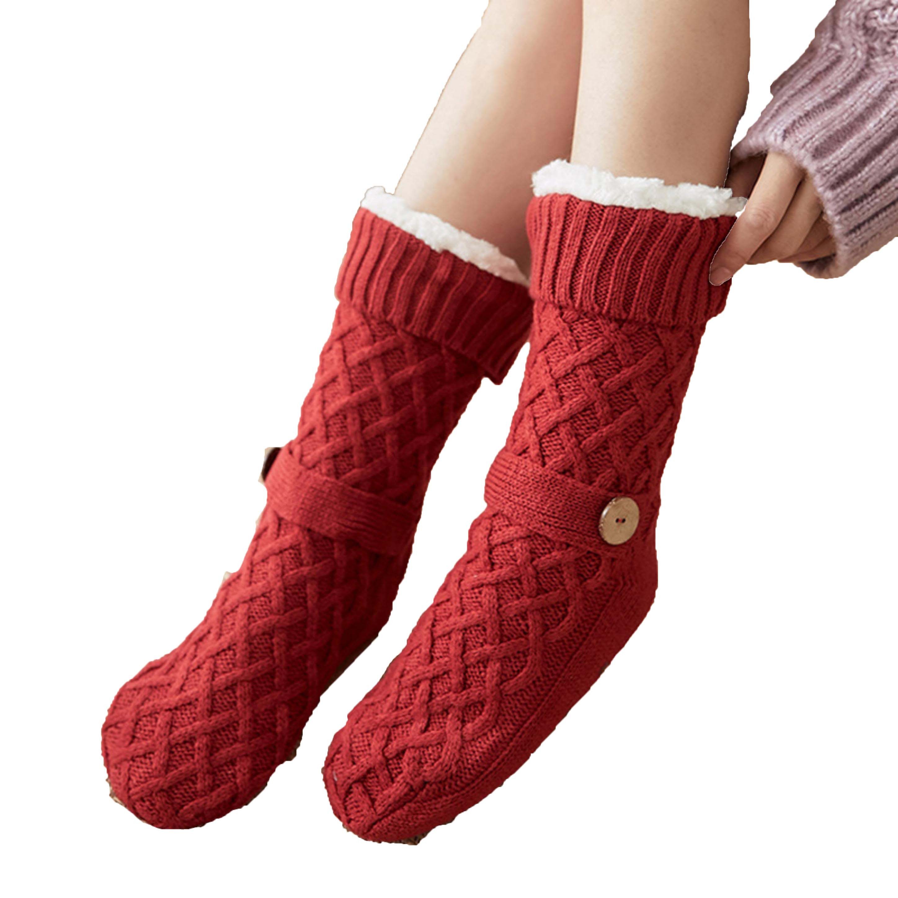 Coonoor Kuschelsocken Damen dicke warme Wollsocken Innenfrottee Wintersocken