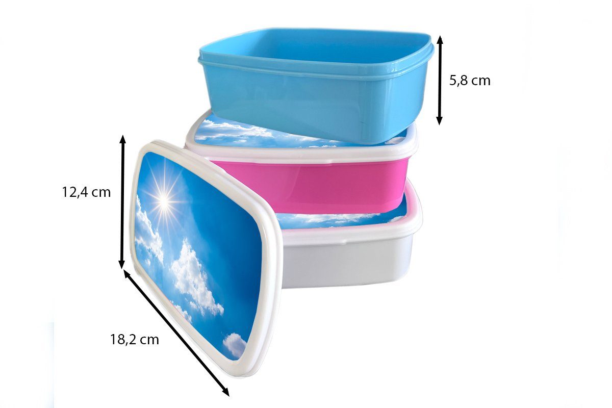MuchoWow Lunchbox Sonne weiß - Kunststoff, für für (2-tlg), Mädchen Erwachsene, Wolken Brotbox und - Kinder und Brotdose, Jungs Sommer