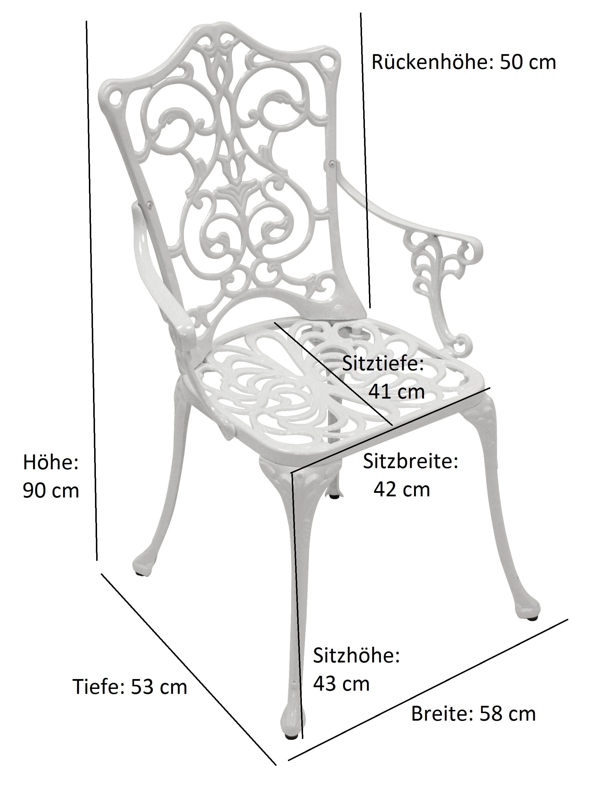DEGAMO Gartensessel Jugendstil (1-St), Farbe weiss, Aluguss rostfrei