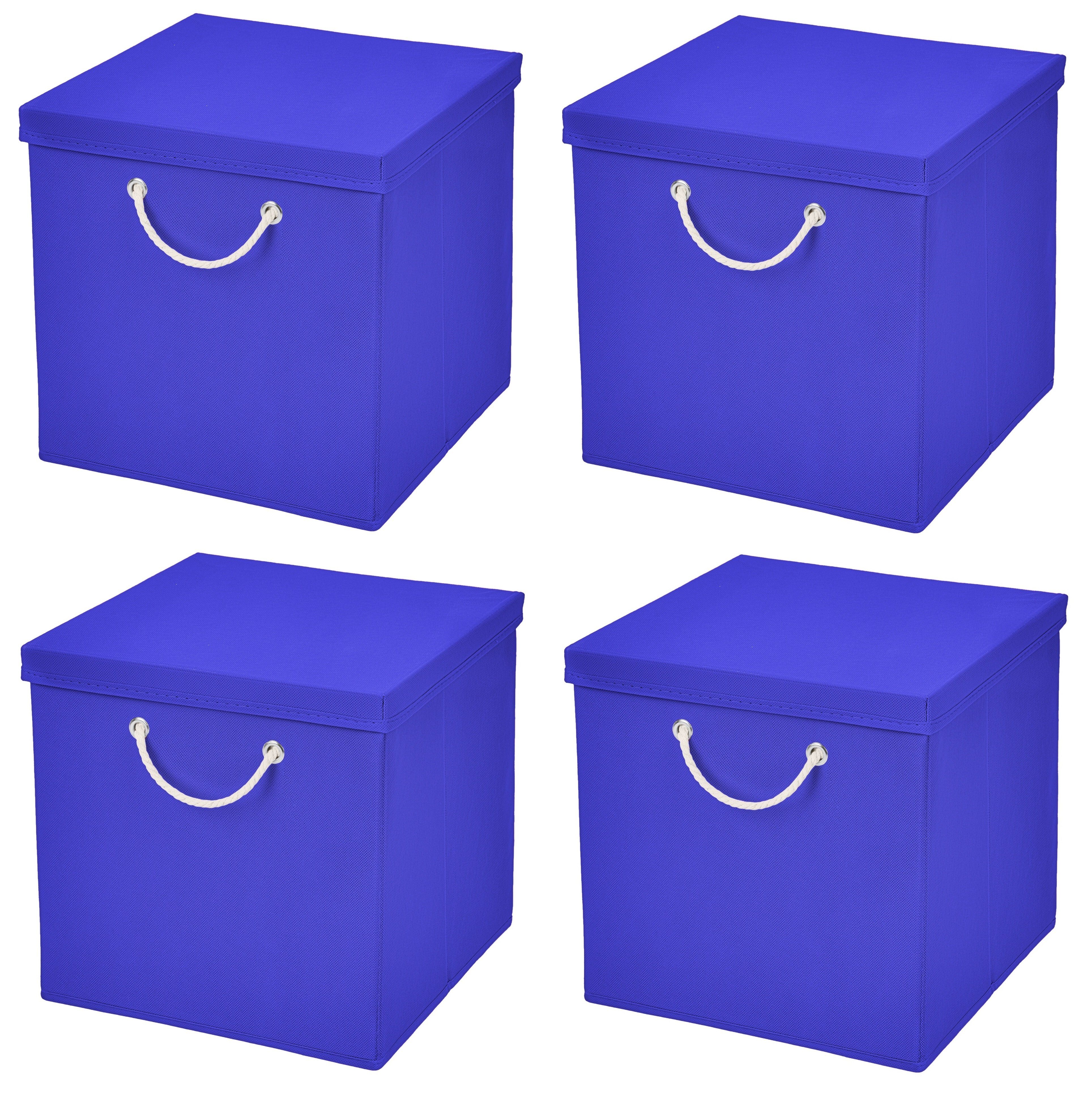 StickandShine Faltbox 4 Stück 30 x 30 x 30 cm Aufbewahrungsbox Stoffboxen in verschiedenen Farben (4er SET 30x30x30) Faltbox moderne Faltkiste Maritim mit Kordel 30cm Blau