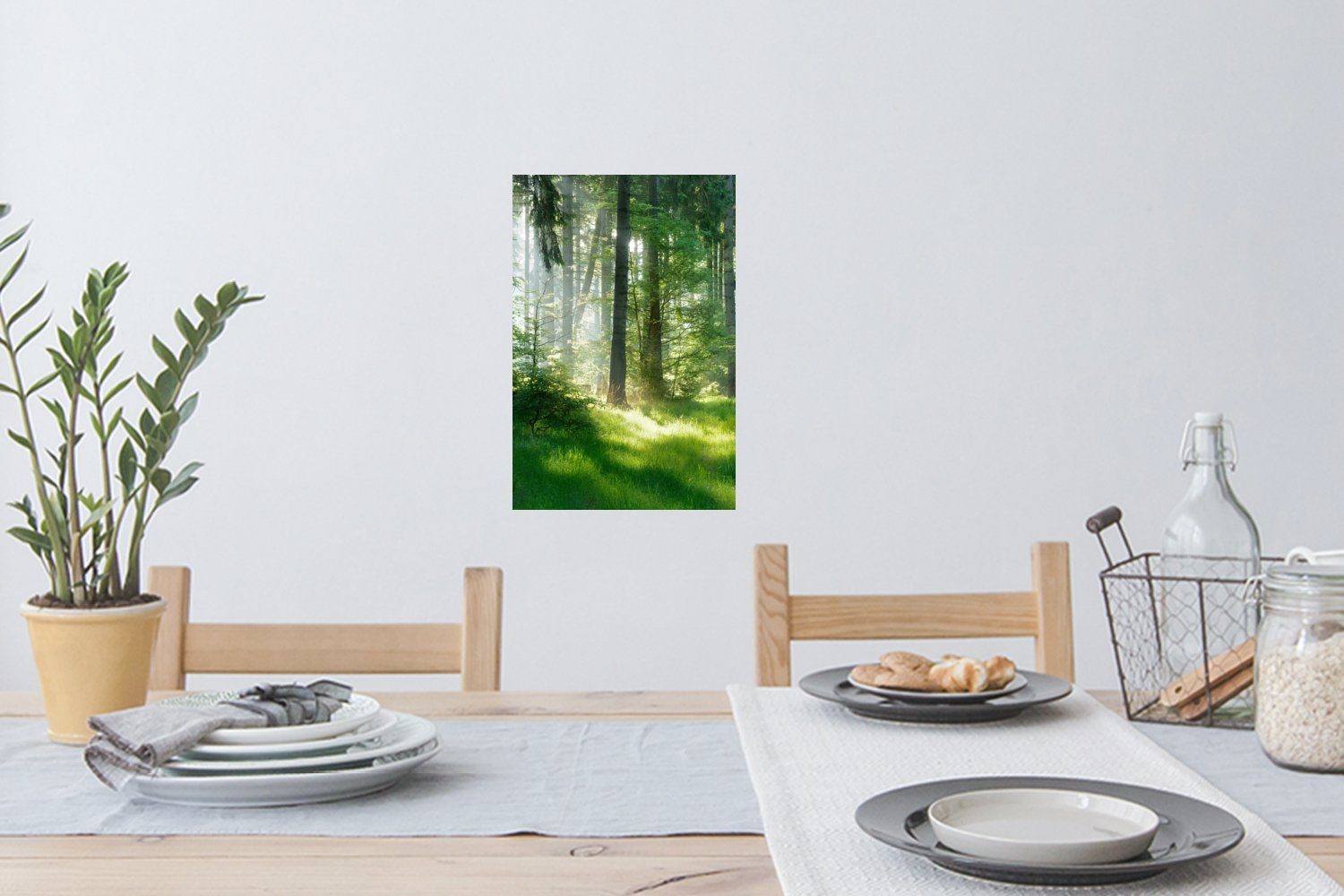 MuchoWow Wandsticker Natur - Bäume - Wald - Grün - Sonne - Gras - Pflanzen (1 St), Wandaufkleber, Selbstklebend, Wohnzimmer, 20x30 cm