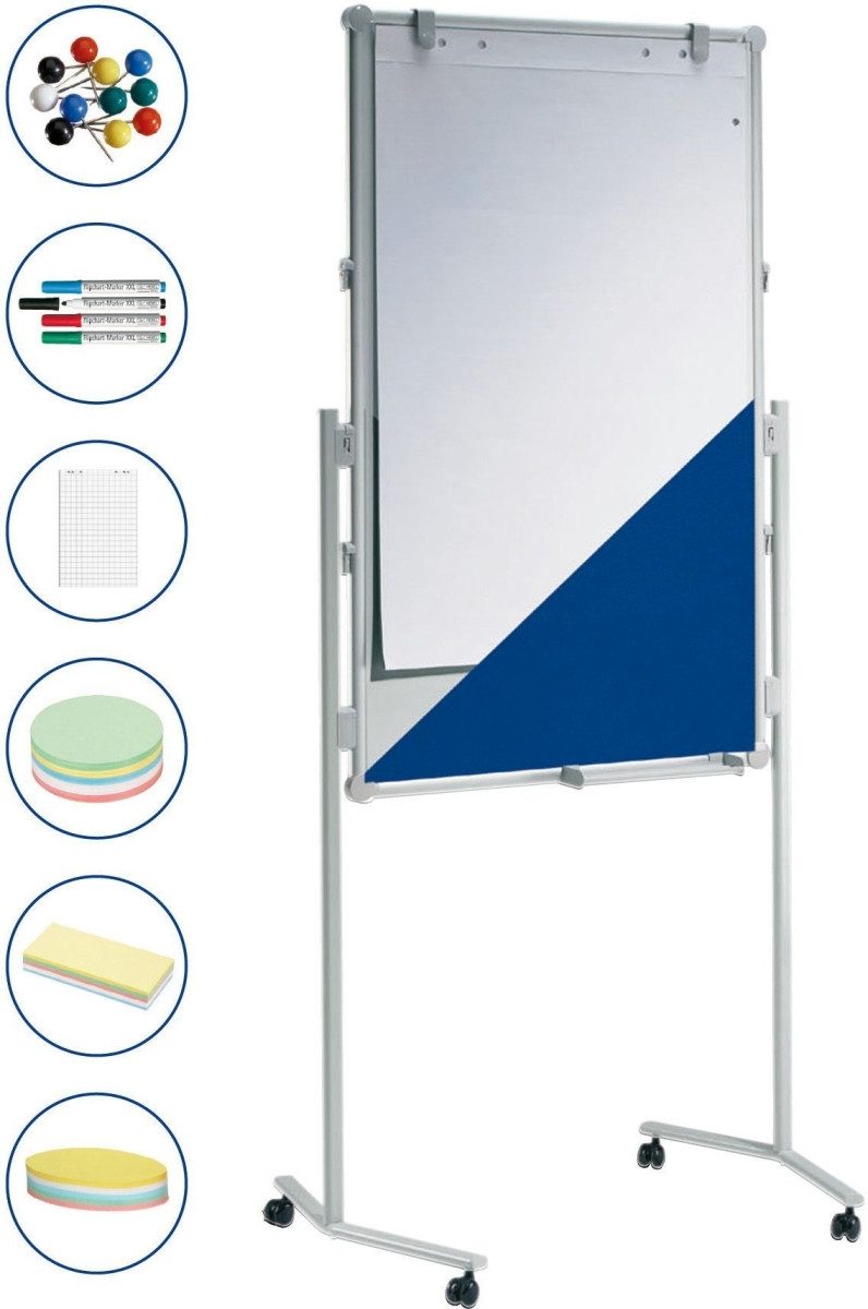 MAUL Standtafel Moderationstafel professionell 120x75cm Set Textil/Whiteboard