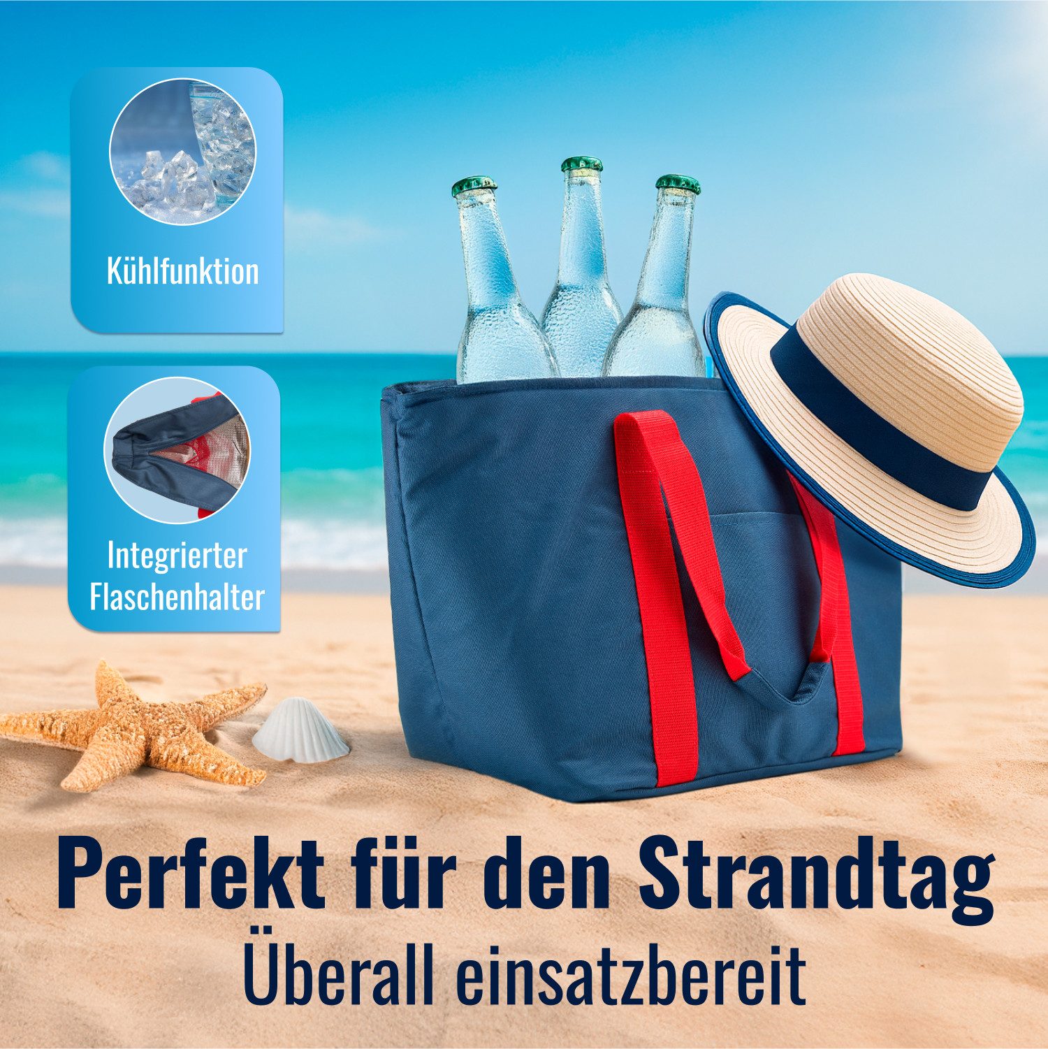 achilles Einkaufsshopper Shopper-Tasche mit Kühlfunktion Freizeittasche mit Flaschenfächer