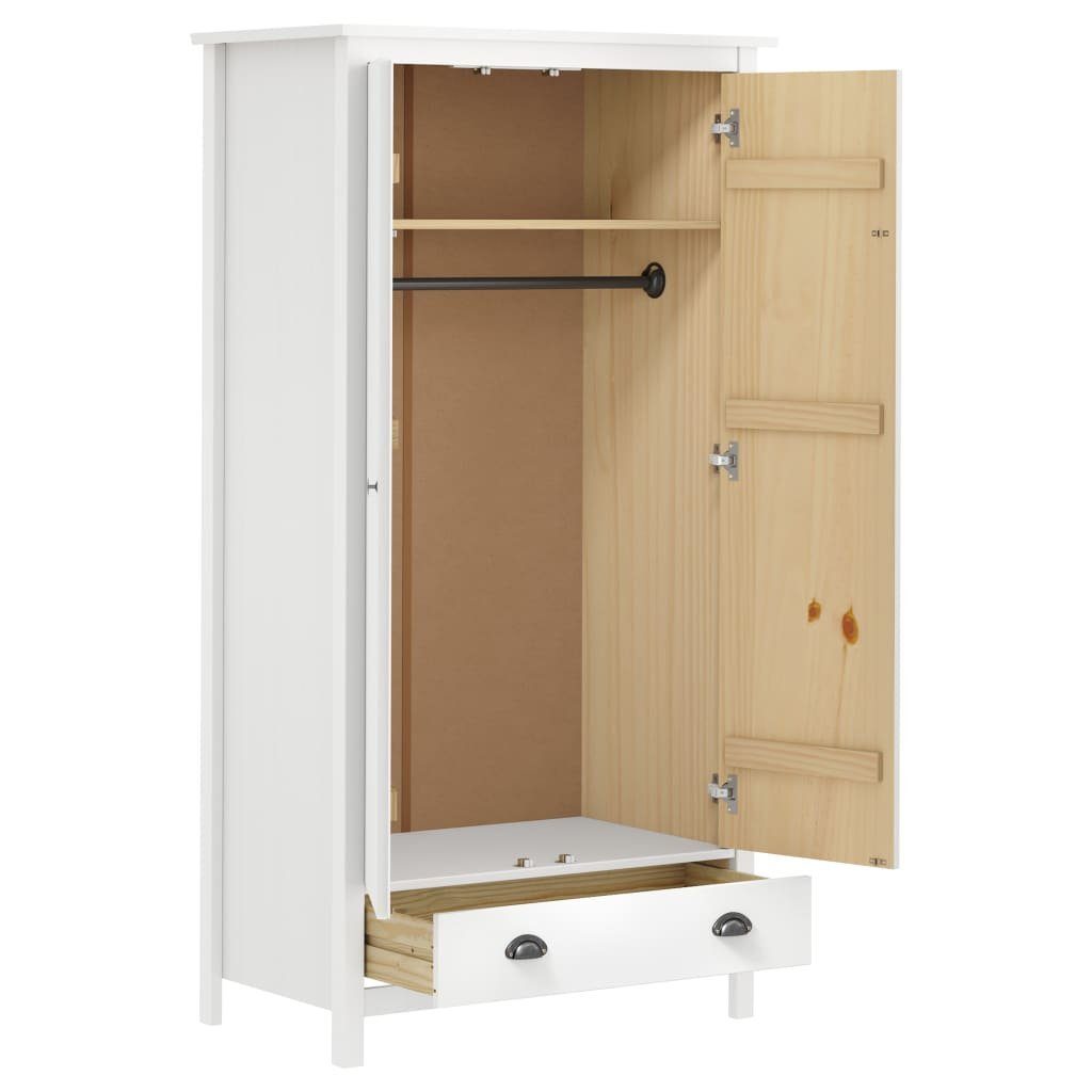 Kiefernholz Türen 2 Kleiderschrank (1-St) vidaXL mit Kleiderschrank Weiß cm Hill 89x50x170