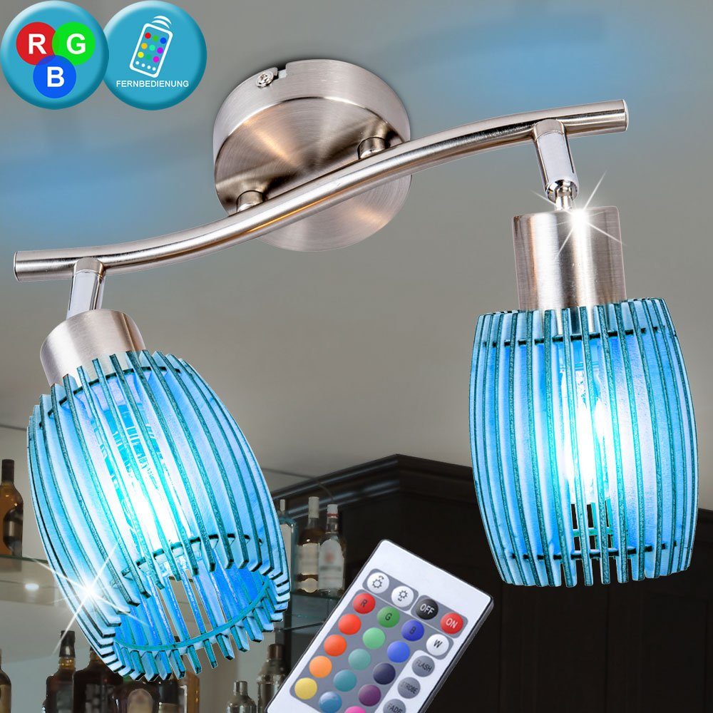 etc-shop LED Deckenspot, Leuchtmittel inklusive, Warmweiß, Farbwechsel, Holz Decken Strahler beweglich Wohn Zimmer Dimmer Lampe