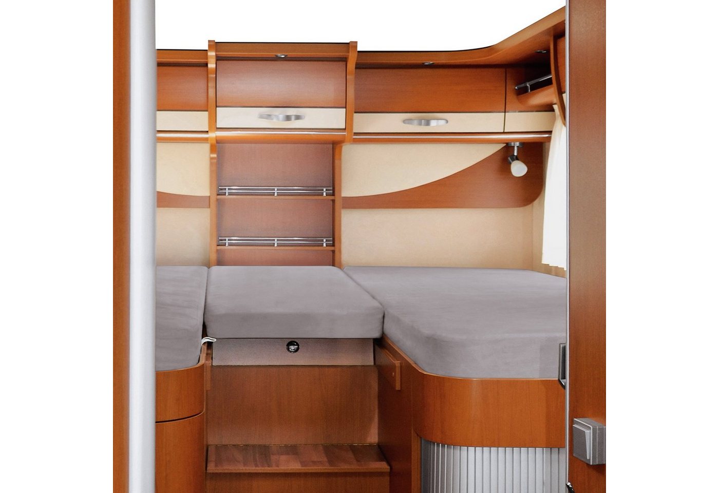 Erwin Müller Spannbettlaken Spannbettlaken 3er-Set für Wohnmobil/Wohnwagen Heckbett, Jersey, Gummizug: Rundumgummi, (1 Stück), Multi-Stretch-Jersey Uni