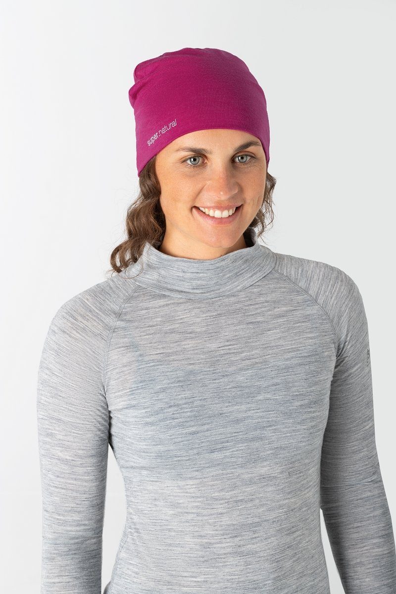 SUPER.NATURAL Beanie Merino Mütze EVERYDAY HAT wärmender Merino-mix Fuchsia Red