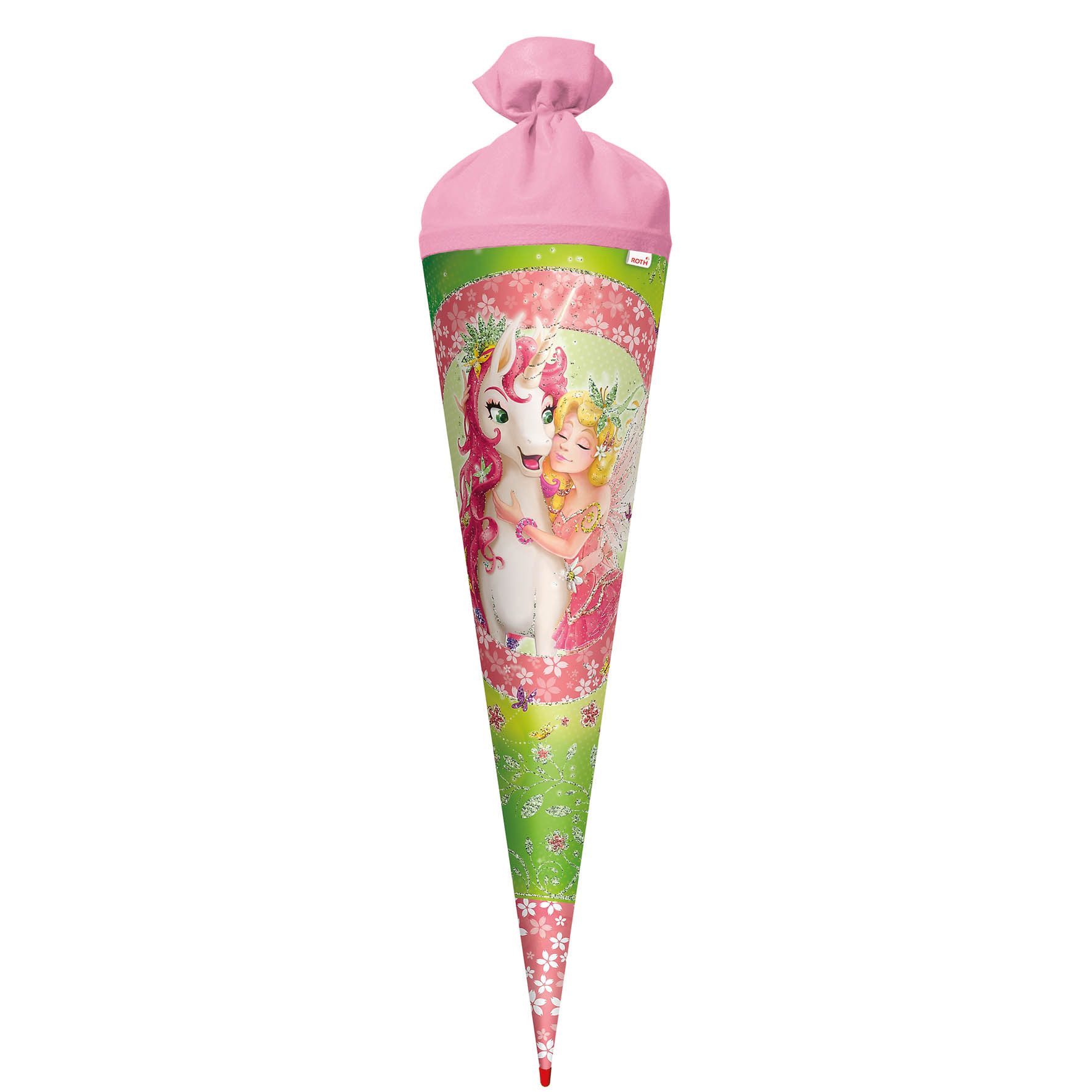 Roth Schultüte Roth Motiv-Schultüten Einhornglück, 70cm, rund, Filzversch., Glitter, Verschluss Filz