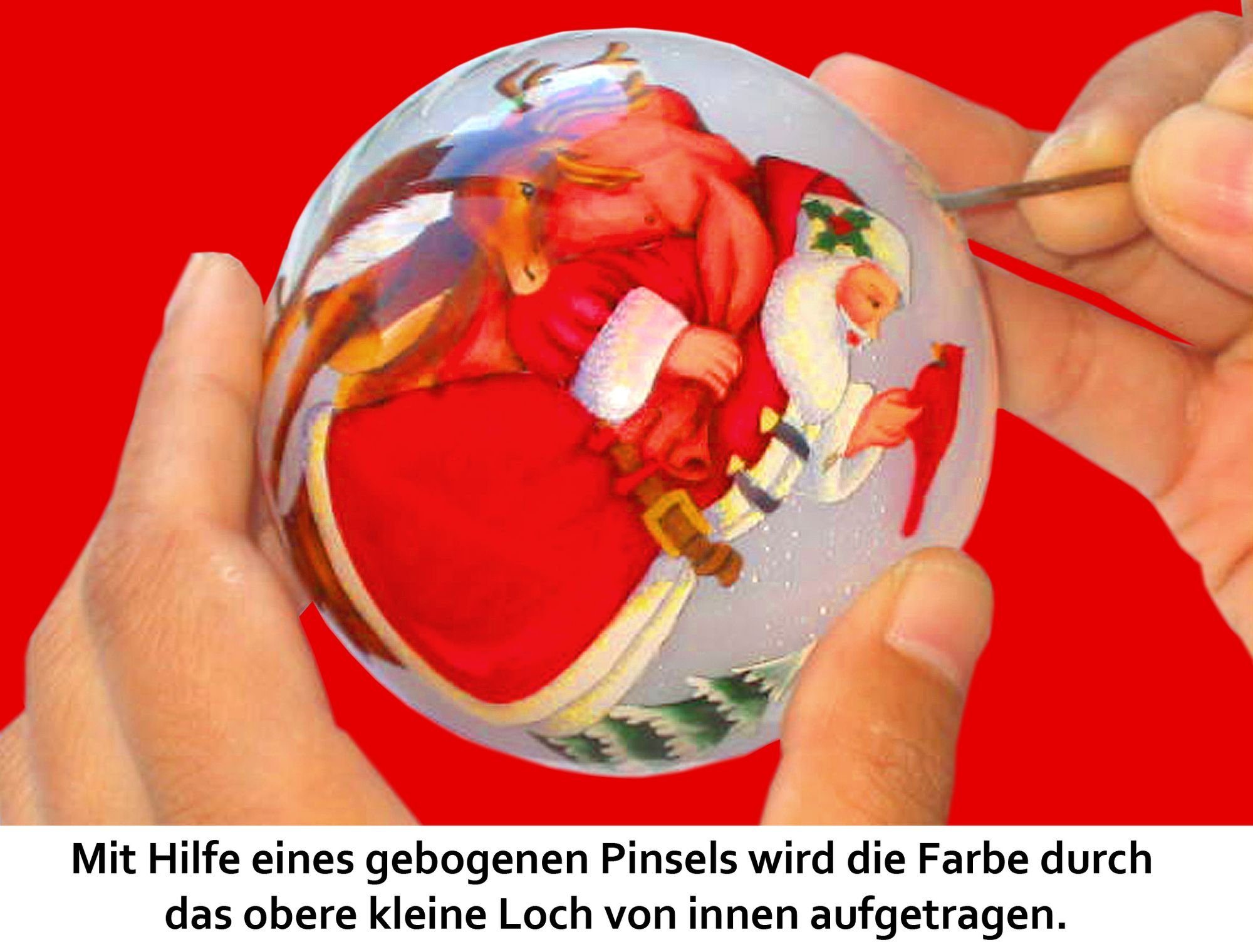 Christbaumschmuck cm Glaskugel Weihnachtsstern Blüten 7,5 SIKORA D: SIKORA Innenglasmalerei K08-31 Weihnachtskugel