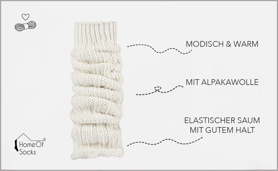 HomeOfSocks Beinstulpen Alpaka Stulpen Damen aus Wolle Grobstrick Leg Warmer Hoher Tragekomfort dank Gummibund Höhe verstellbar