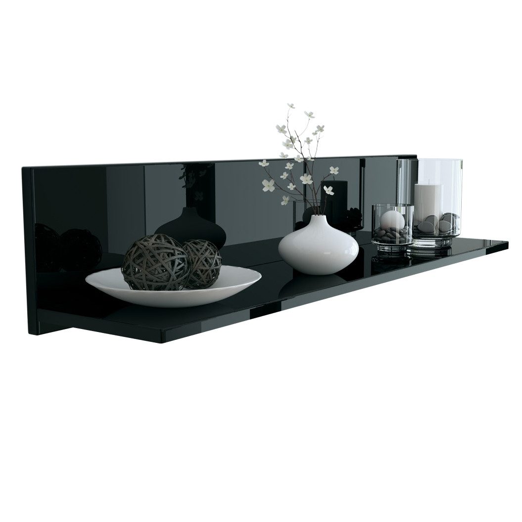 Vladon Wandregal Skadu, Schweberegal, Schwarz Hochglanz (97,5 x 18,5 x 18,5 günstig online kaufen