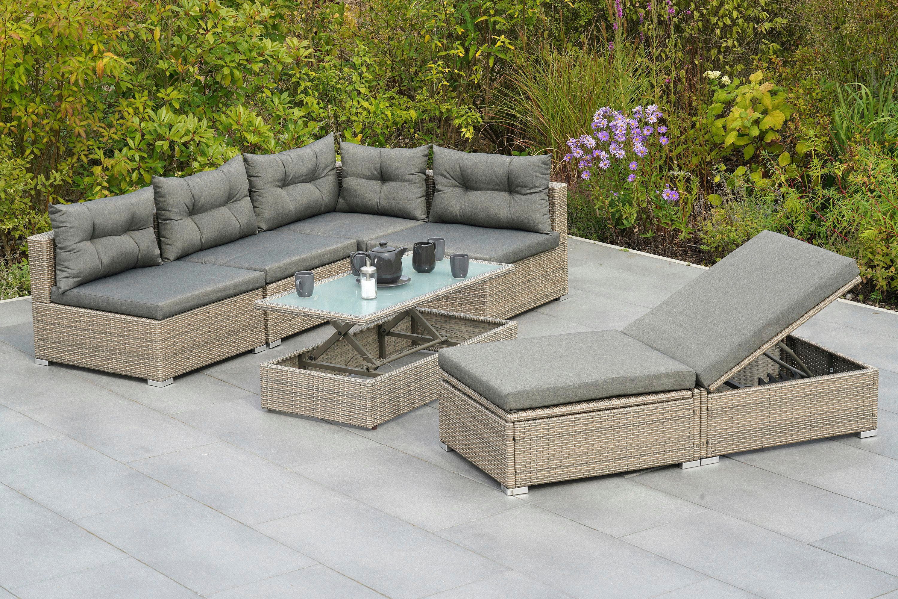 MERXX Gartenlounge-Set Manzano, (7-tlg), inkl. Auflagen