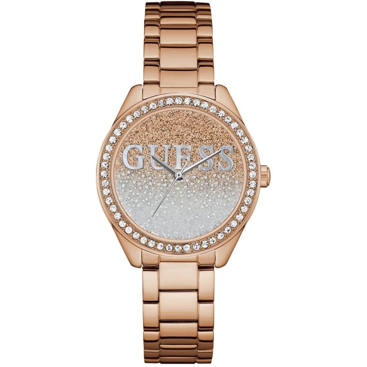 Guess Quarzuhr Glitter Girl, Armbandmaterial/Farbe: Stahl/Bronze | Quarzuhren
