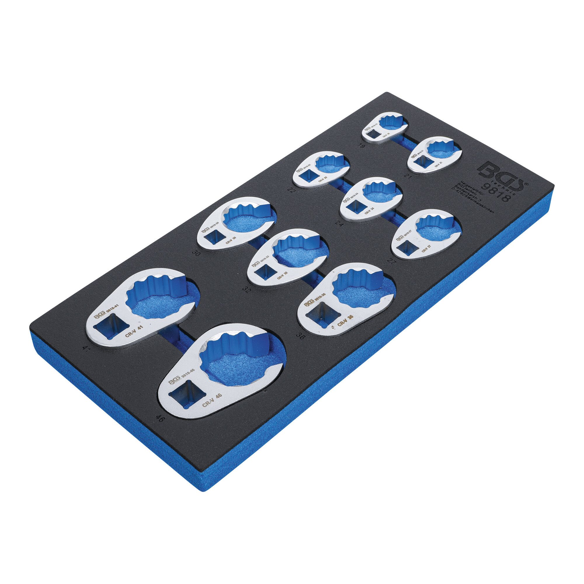 BGS technic Maulschlüssel BGS Werkstattwageneinlage 1/3: Hahnenfußschlüssel-Satz 9818, 10 mm / 1