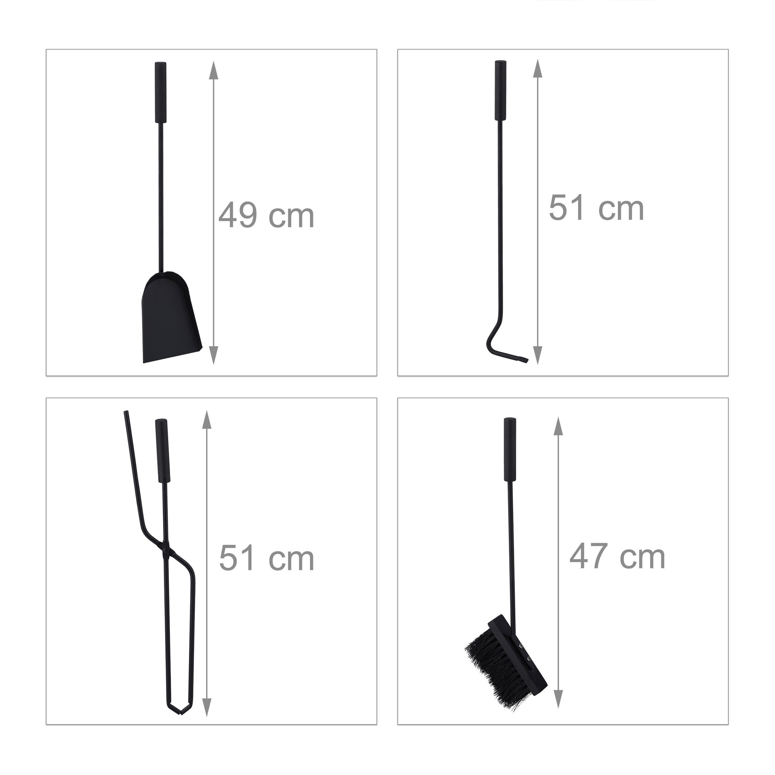 relaxdays Kamingarnitur 5-teiliges Kaminbesteck in Schwarz