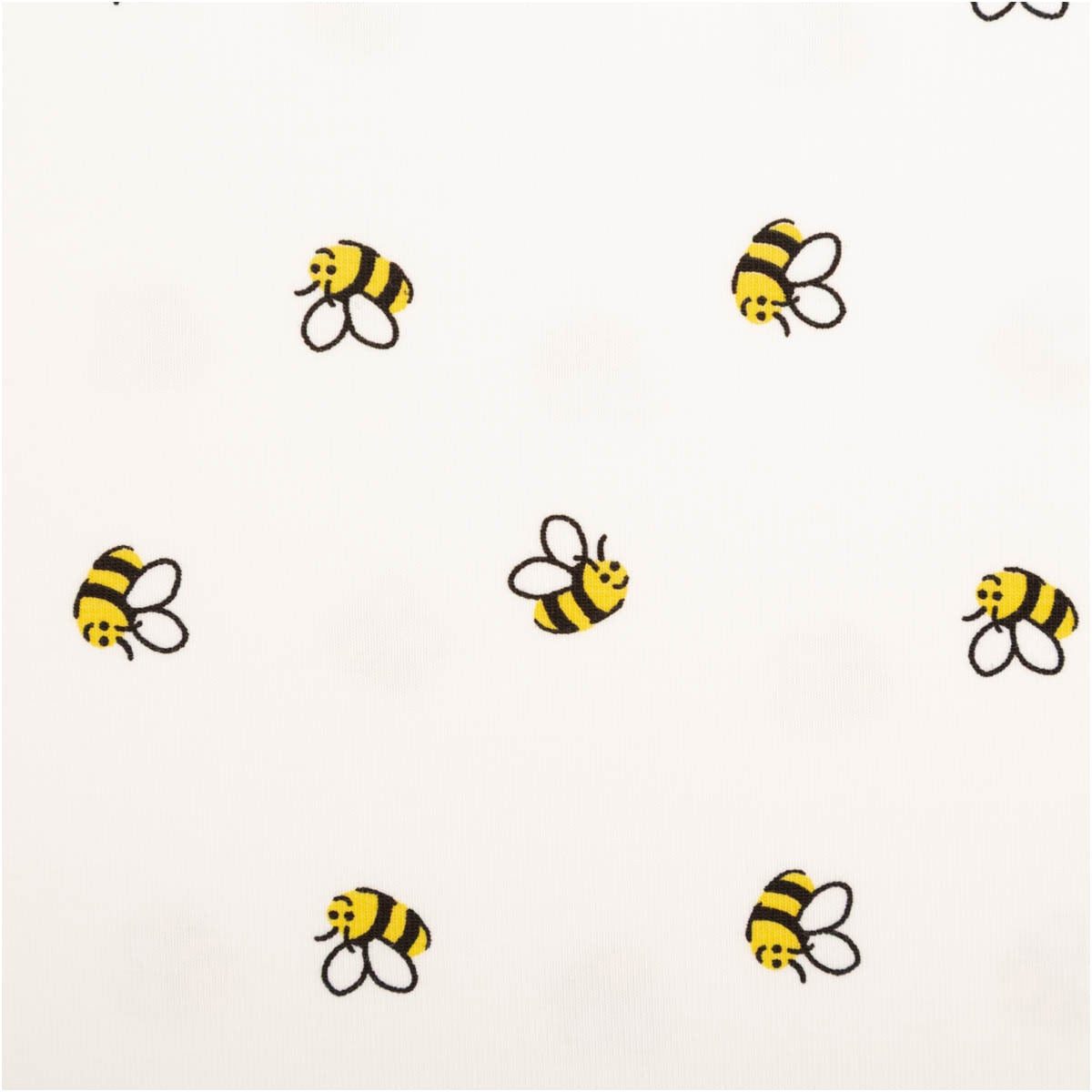 SCHÖNER LEBEN. Stoff Jersey Stoff Meterware Baumwolljersey Bienen weiß gelb 145cm, allergikergeeignet