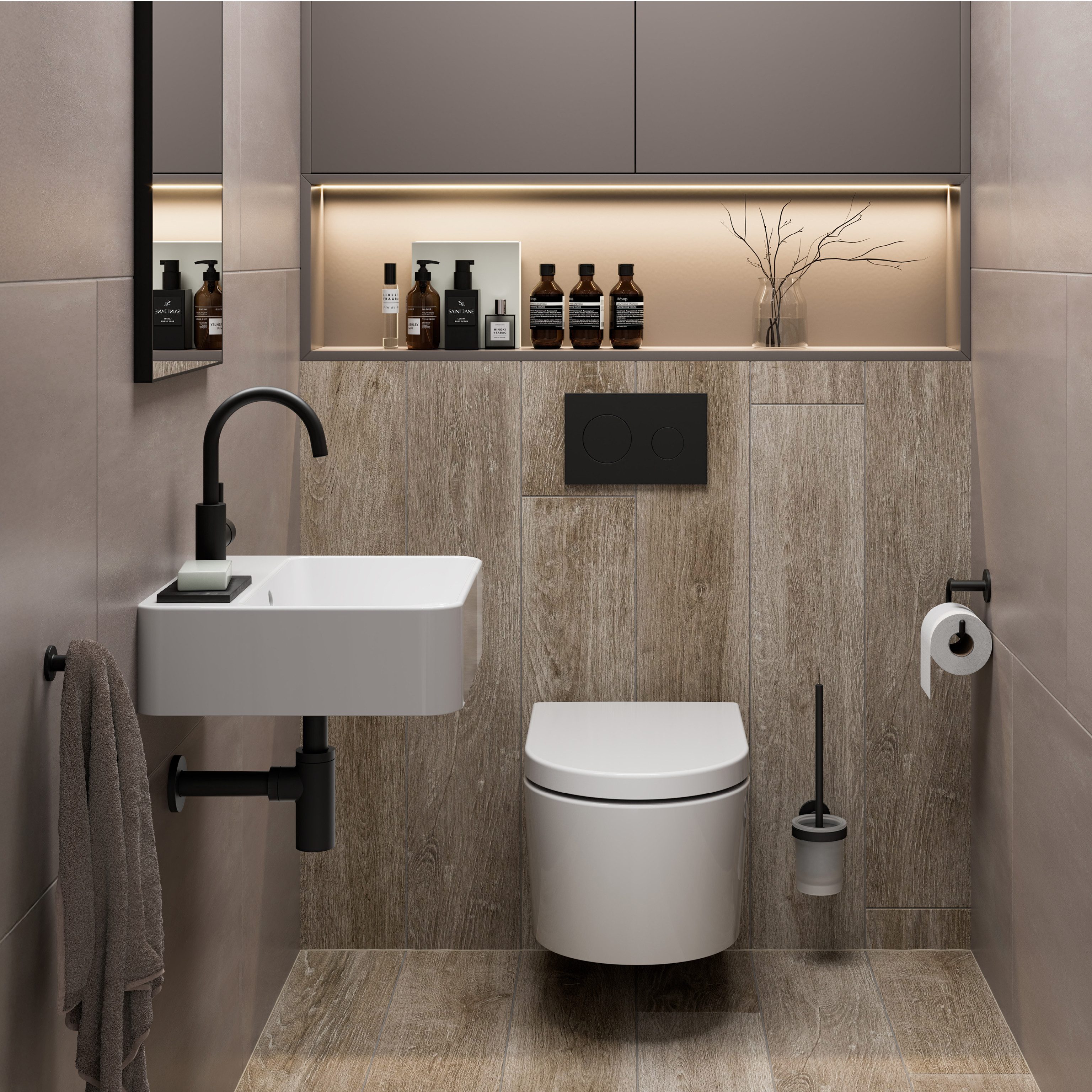 Lenz WC-Reinigungsbürste HYGGE, NERO, platzsparende Wandmontage, einfache Reinigung