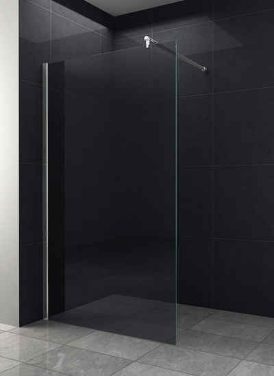 Home Systeme Walk-in-Dusche Duschtrennwand Duschkabine Duschabtrennung Glaswand Rauchglas Schwarz