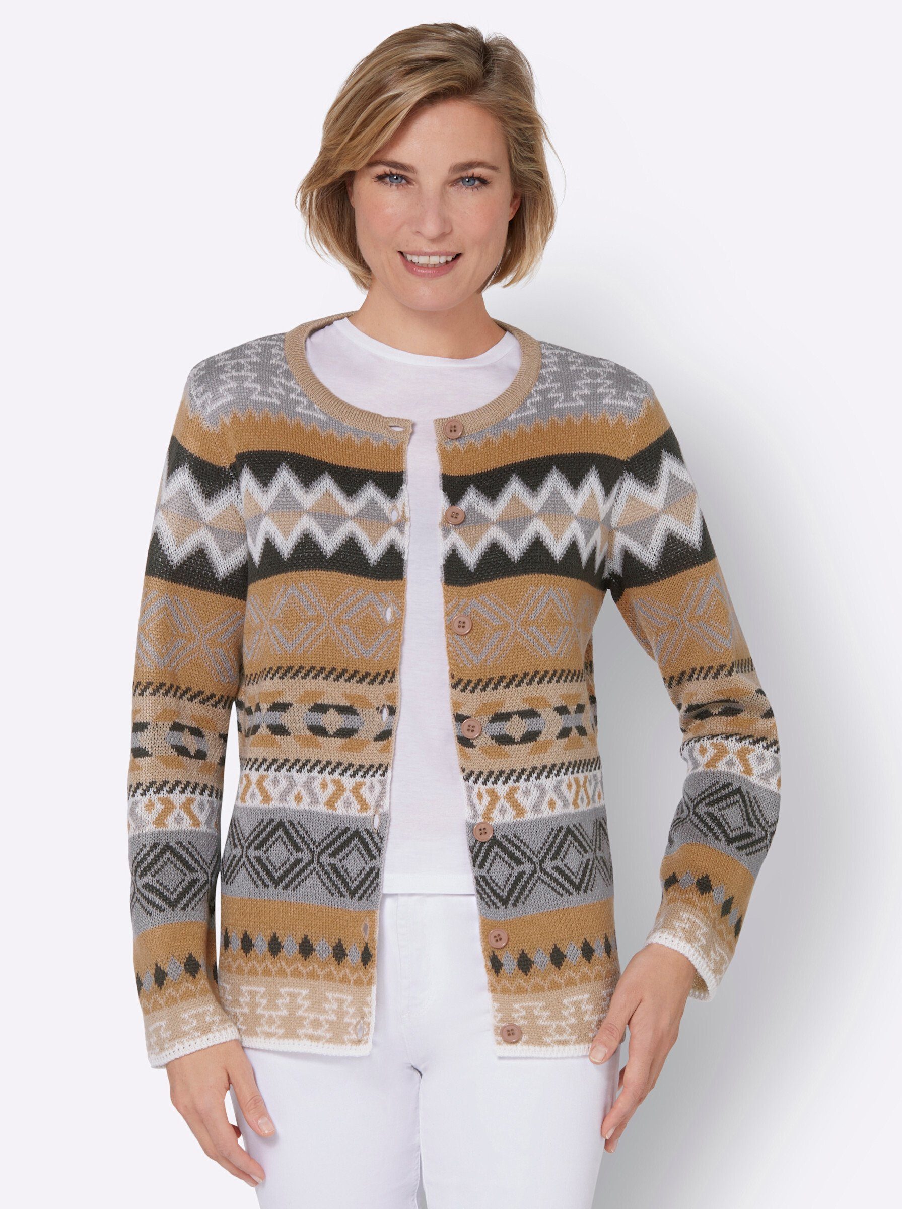 Sieh an! Strickjacke Jacquard-Strickjacke .