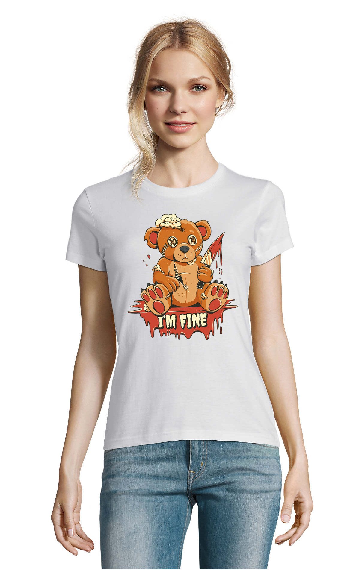 T-Shirt Im Fine Bärchie mir geht es gut Teddy Damen Logo Print