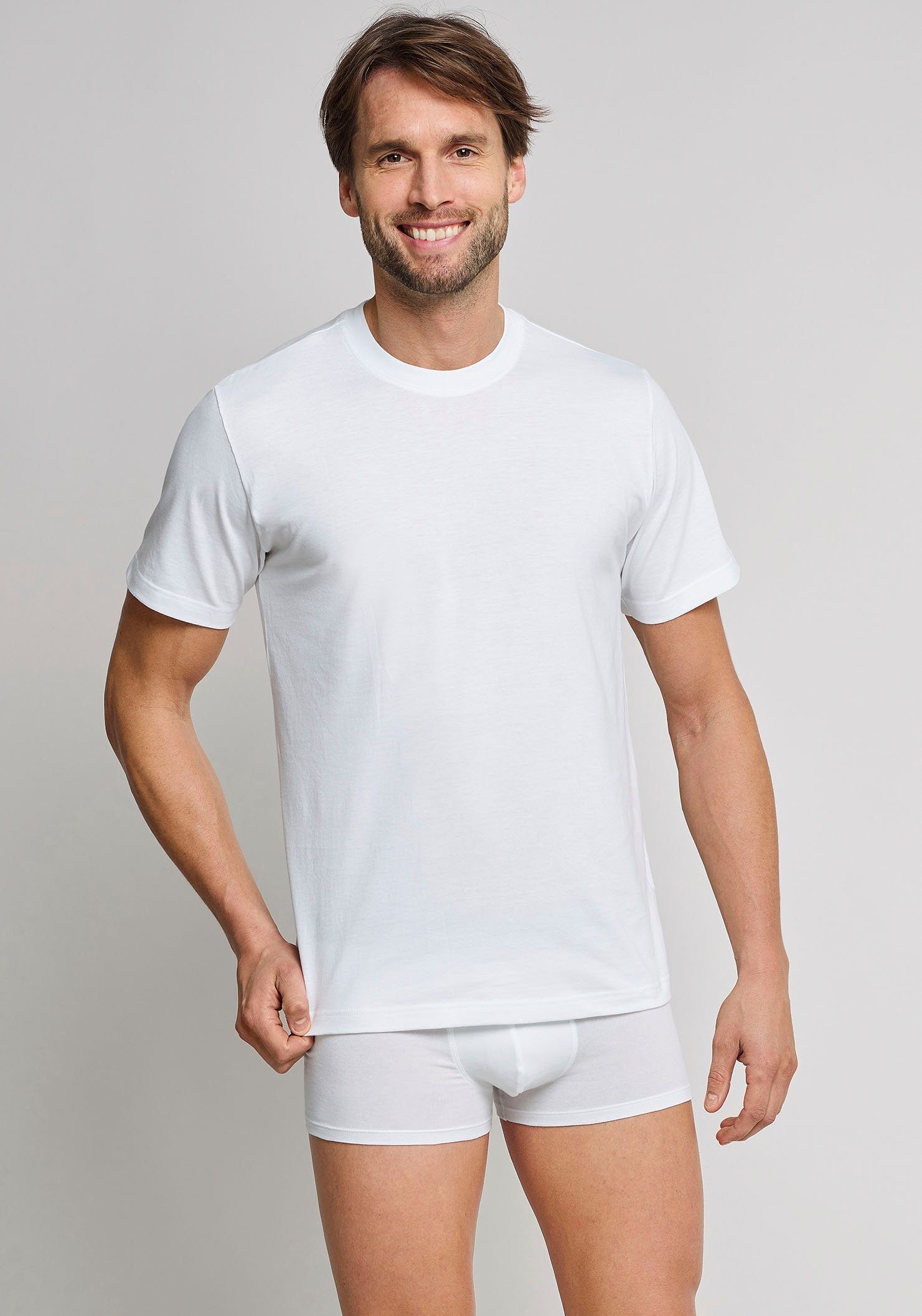 Schiesser T-Shirt (2er-Pack) mit Rundhalsausschnitt weiß