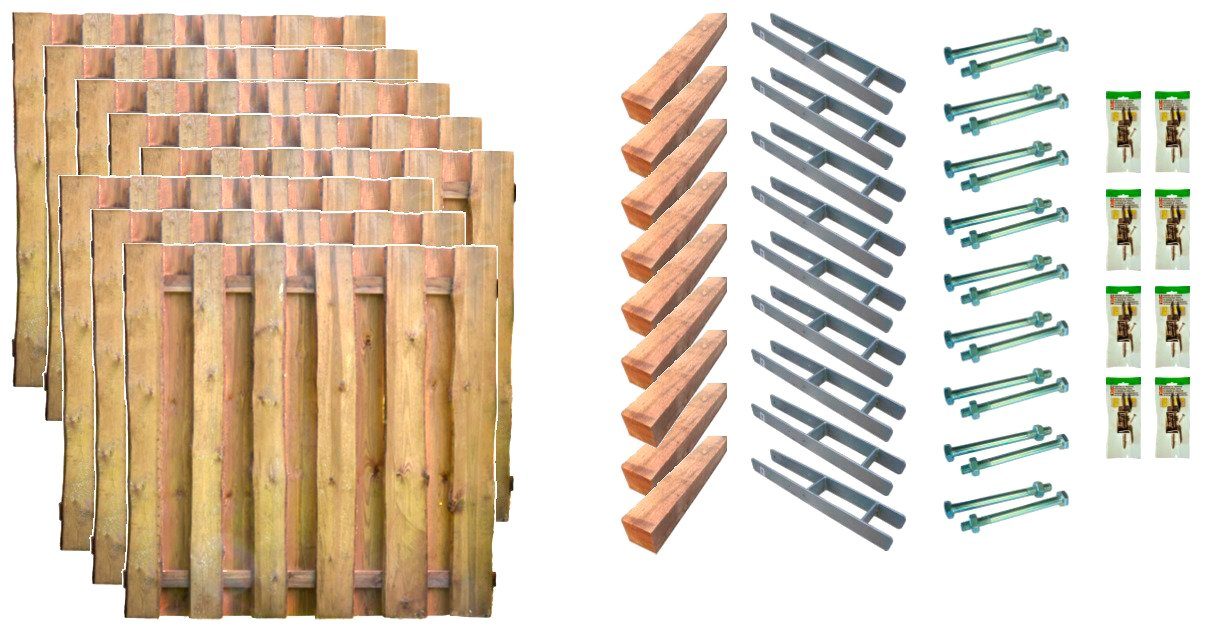 Tetzner & Jentzsch Bohlenzaun Seattle 6, (Set), 8 Elemente, LxH: 1521x180 cm