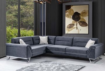 JVmoebel Ecksofa Stilvolle Graue L-Form Couch Wohnzimmer Designer Stoffsofa Eckcouch, 1 Teile, Made in Europa