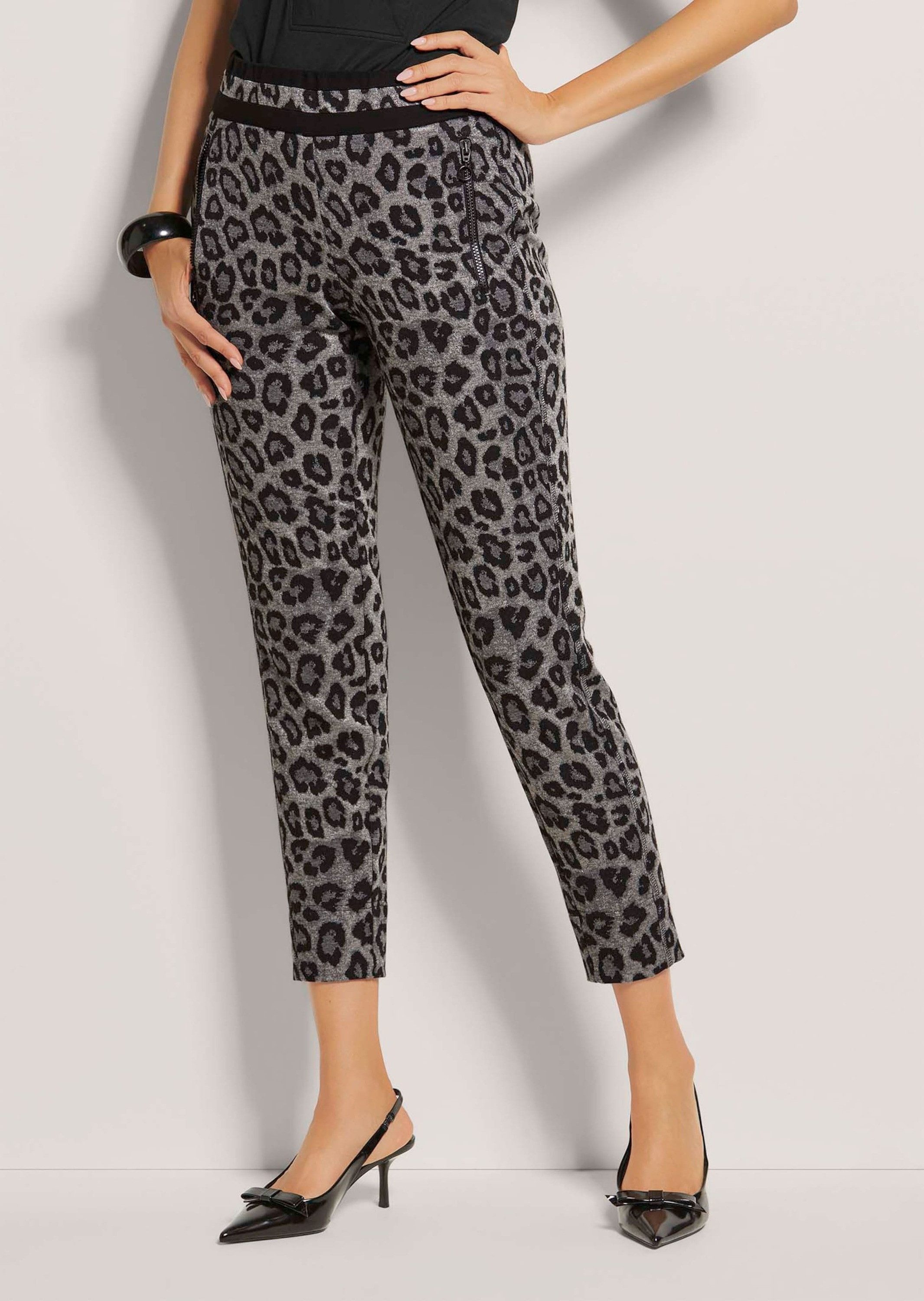 MADELEINE Stoffhose Leo-Print Jersey-Hose mit Stretch Elastische Hose mit A günstig online kaufen