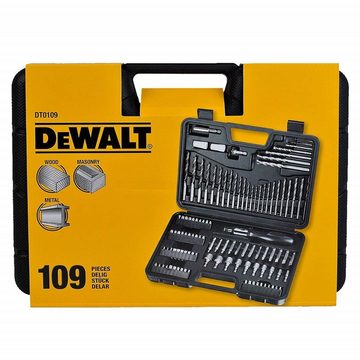 DeWalt Werkzeugset DeWalt Bohrer und Schrauberbitset 109 tlg. für Holz, Metall und Mauerw, (Set, 109-St), Hochwertige, robuste Box im DeWalt Look