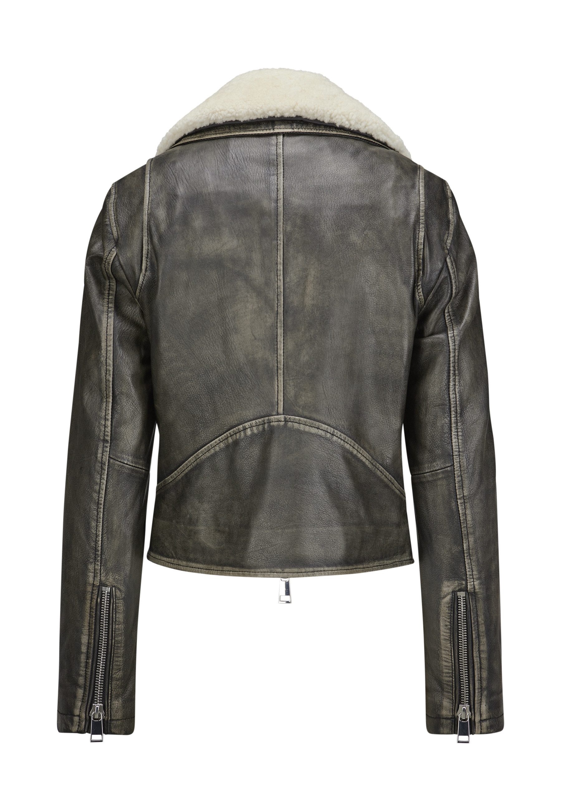 Milestone Bikerjacke MSShake Damen Lederjacke Jacke Leder schlanke Passform