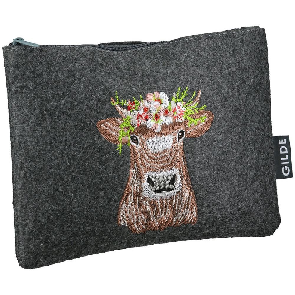 GILDE Kosmetiktasche Kosmetiktasche Adelheid mit Kuhmotiv Filz