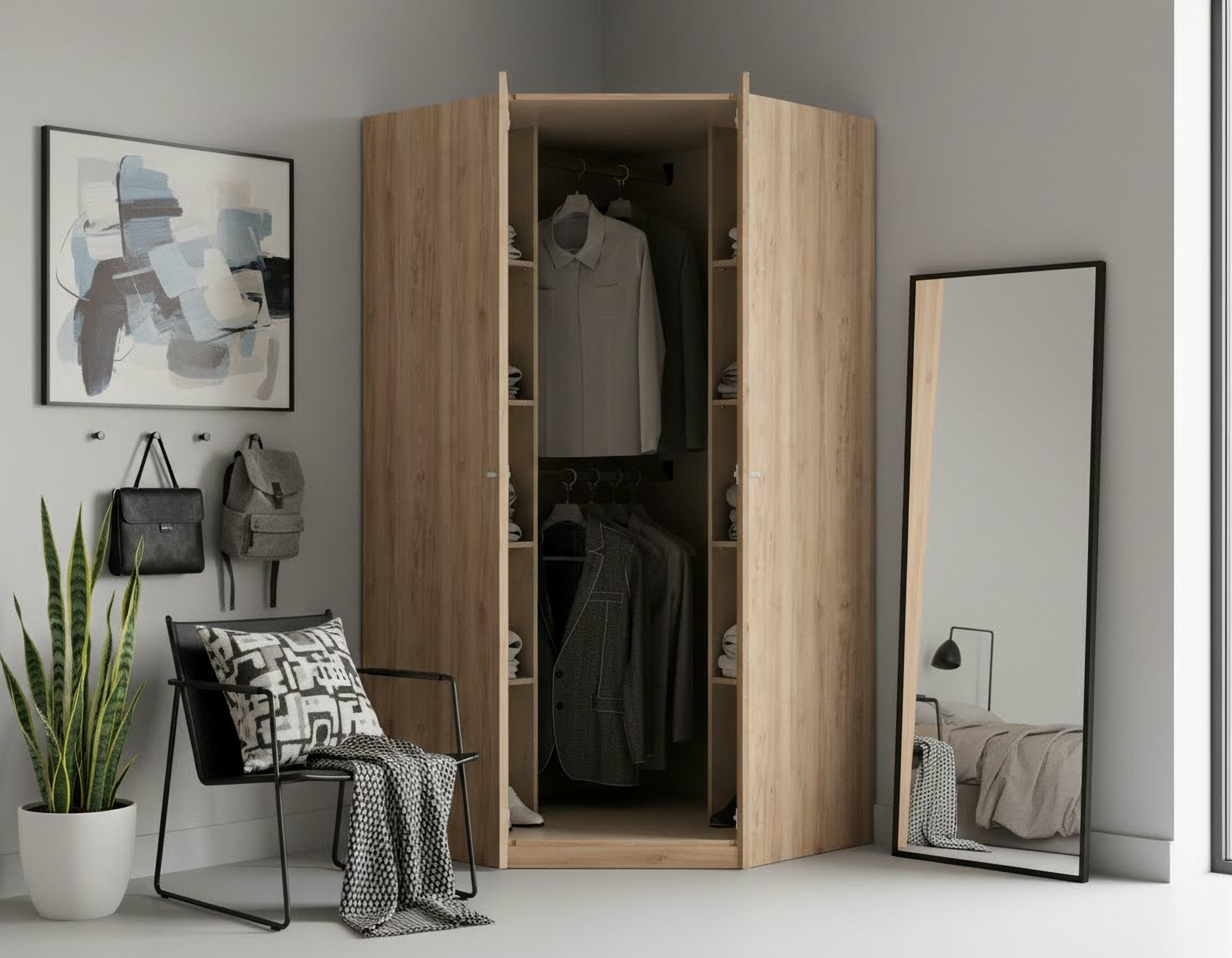 priess Eckkleiderschrank Barcelona Kleiderschrank Ecklösung Raumwunder in 2 Tiefen Schrank Eckschrank Garderobe – Bild 5 von 5