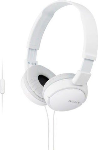 Sony MDR-ZX110AP Headsetfunktion) Musik, für Anrufe Faltbarer On-Ear-Kopfhörer (Freisprechfunktion, Steuerung integrierte mit weiß und