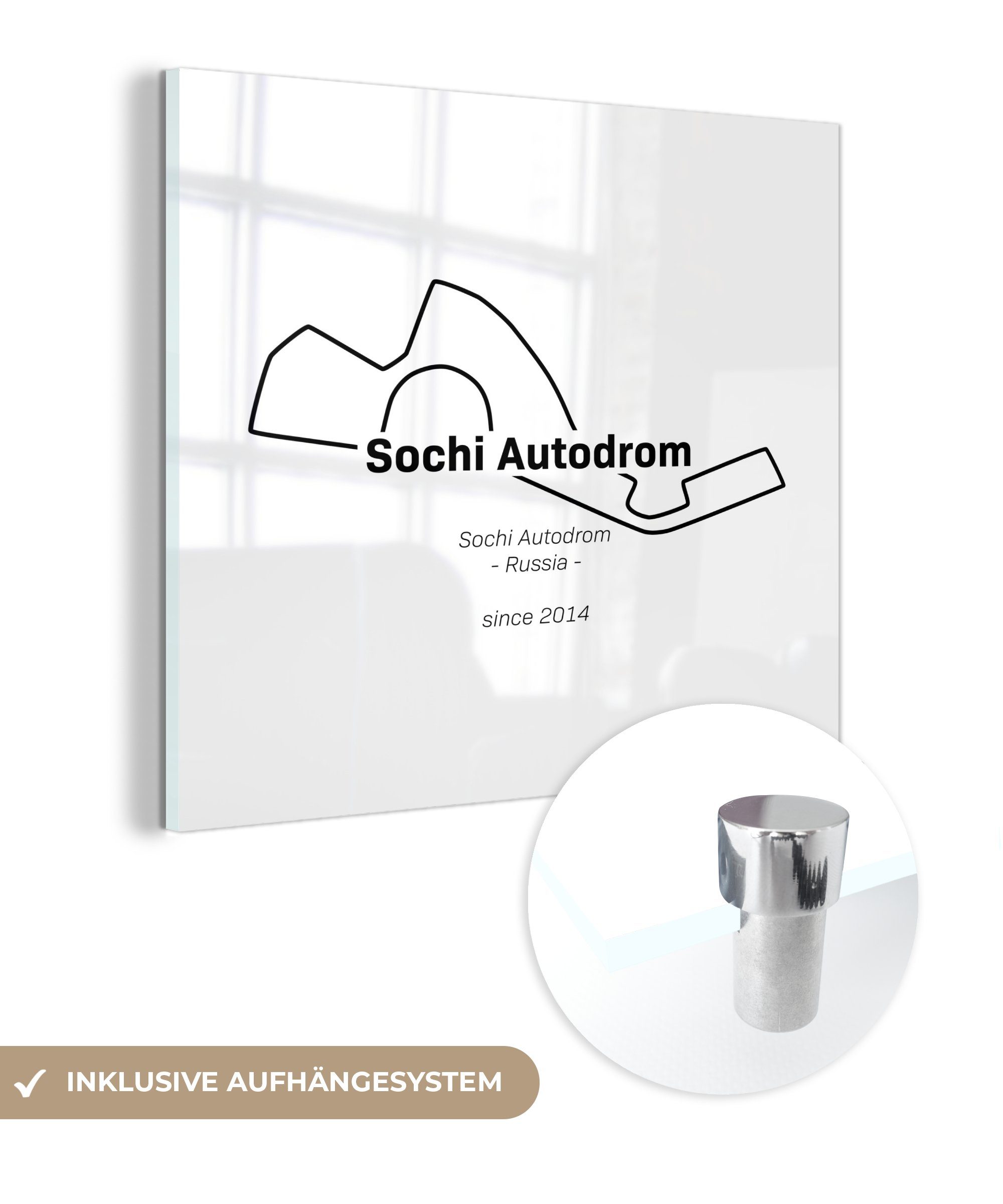 MuchoWow Acrylglasbild Sotschi - F1 - Rennstrecke, (1 St), Glasbilder - Bilder auf Glas Wandbild - Foto auf Glas - Wanddekoration